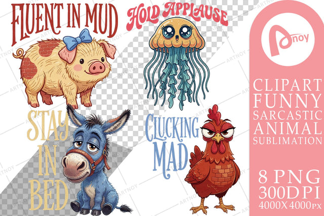 Sublimation Sassy Barnyard Farm Animal Squad Sublimation artnoy 