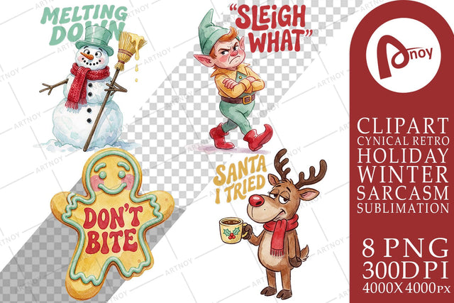 Sublimation Sassy Santa Helper Retro Characters SVG artnoy 