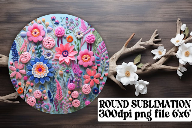 Sublimation Showcase with 3D Flowers - Embroidered Flowers, Round Ornaments, Circle, Keychain, Car Coaster Sublimation afrosvg 