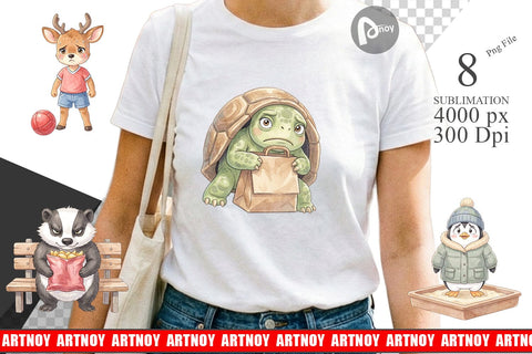 Sublimation Shy Awkward School Animal Watercolor Sublimation artnoy 