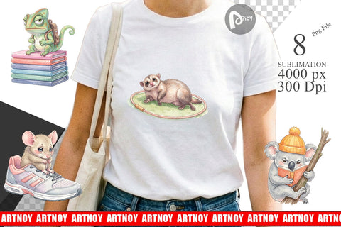 Sublimation Shy Awkward School Animal Watercolor Sublimation artnoy 