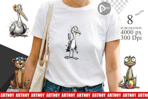 Sublimation Skinny Beach Sketch Animal Sublimation artnoy 