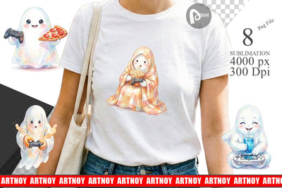 Sublimation Snack Time Gamer Ghost Sublimation artnoy 