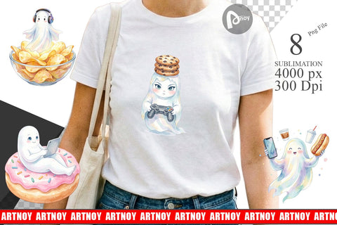 Sublimation Snack Time Gamer Ghost Sublimation artnoy 