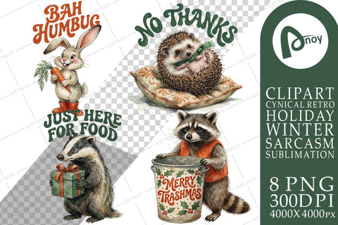 Sublimation Snarky Retro Woodland Holiday Fauna SVG artnoy 
