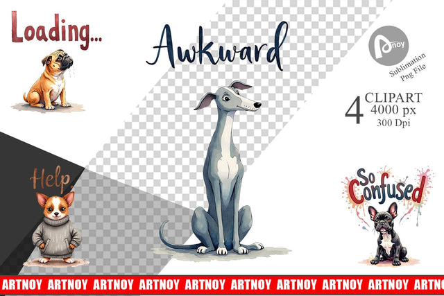 Sublimation Socially Awkward Dog Watercolor Sublimation artnoy 