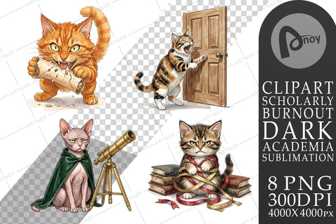 Sublimation Spiteful Cat Dark Academia Watercolor Sublimation artnoy 
