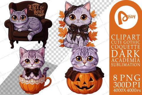 Sublimation Spooky Cozy Tea Party Kitten Sublimation artnoy 