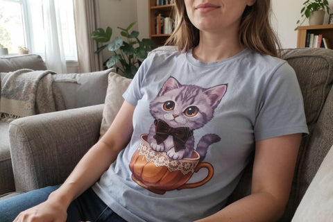 Sublimation Spooky Cozy Tea Party Kitten Sublimation artnoy 