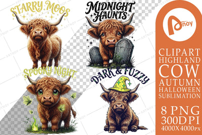 Sublimation Spooky Night Celestial Highland Cows Quotes Sublimation artnoy 