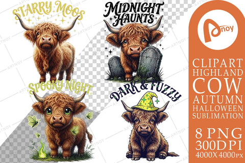 Sublimation Spooky Night Celestial Highland Cows Quotes Sublimation artnoy 