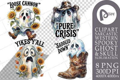 Sublimation Spooky Wild West Panicked Ghosts Sublimation artnoy 