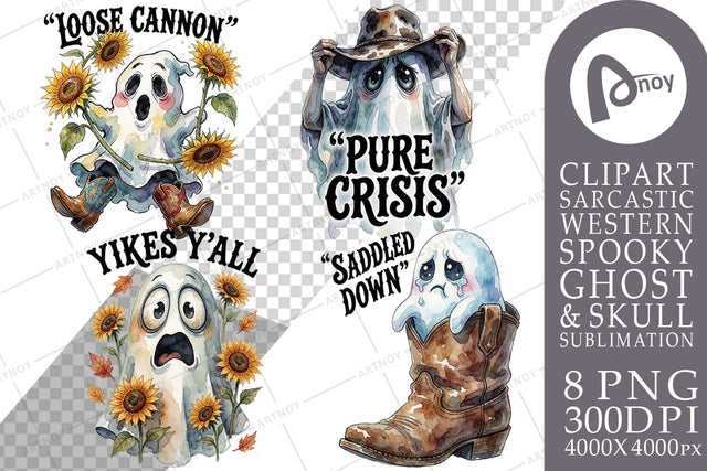 Sublimation Spooky Wild West Panicked Ghosts Sublimation artnoy 