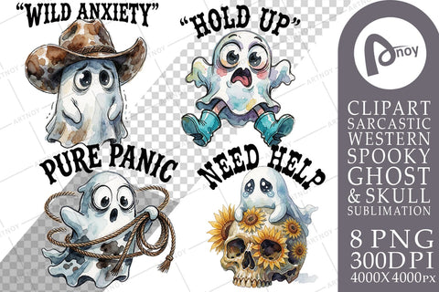 Sublimation Spooky Wild West Panicked Ghosts Sublimation artnoy 