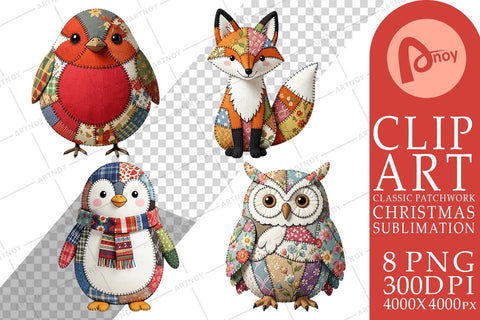 Sublimation Stitched Woodland Animal Patchwork Sublimation artnoy 