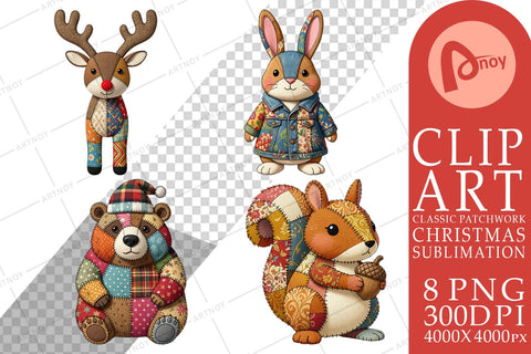 Sublimation Stitched Woodland Animal Patchwork Sublimation artnoy 