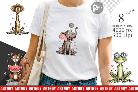Sublimation Summer Animal Sketch Party Sublimation artnoy 