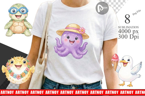 Sublimation Summer Animals Watercolor Sublimation artnoy 