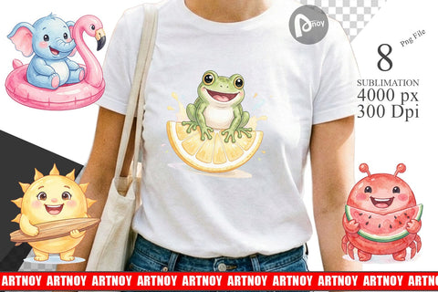 Sublimation Summer Animals Watercolor Sublimation artnoy 