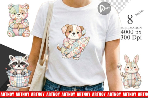 Sublimation Summer Fun Patchwork Animal Sublimation artnoy 