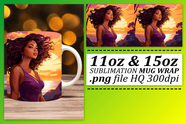 Sublimation Sunset Beauty Mug Wrap Sublimation afrosvg 