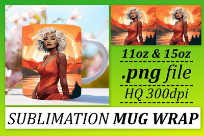 Sublimation Sunset Mug Afro Woman Sublimation afrosvg 