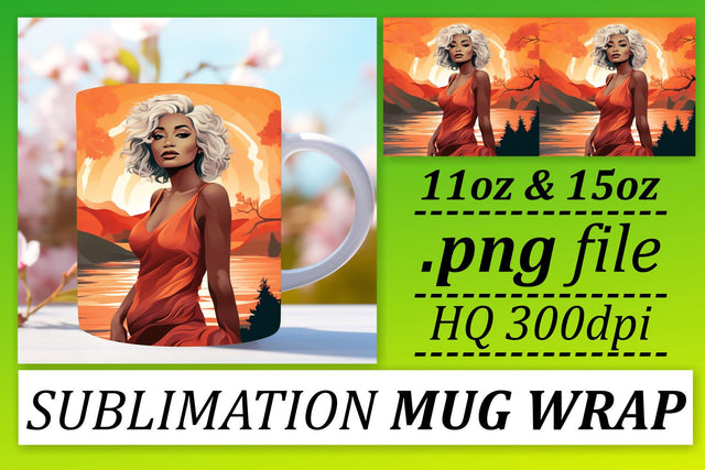 Sublimation Sunset Mug Afro Woman Sublimation afrosvg 