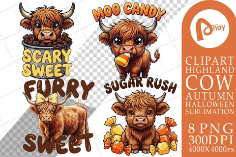 Sublimation Sweet Candy Corn Highland Cow Treats Quotes Sublimation artnoy 