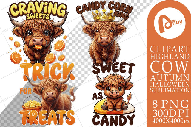 Sublimation Sweet Candy Corn Highland Cow Treats Quotes Sublimation artnoy 