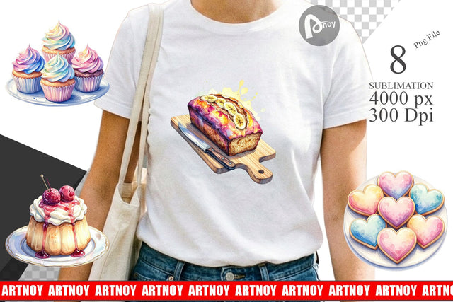 Sublimation Sweet Watercolor Cakes & Pies Sublimation artnoy 