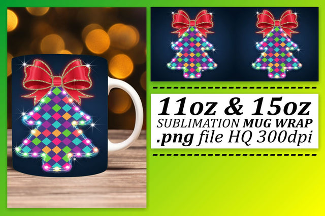 Sublimation templates for 11oz and 15oz mugs, start crafting! , Neon Xmas Sublimation afrosvg 