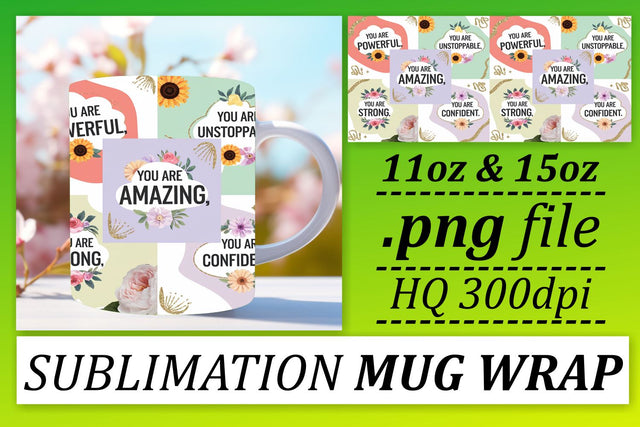 Sublimation templates for 11oz and 15oz mugs, start crafting! , Quote Sublimation afrosvg 