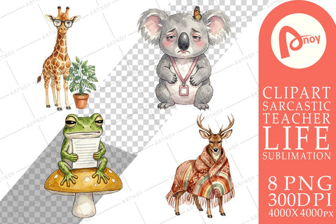 Sublimation Tired Boho Teacher Animal Watercolor Sublimation artnoy 