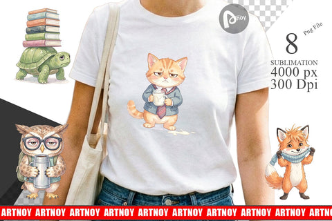 Sublimation Tired School Animal Morning Burnout Sublimation artnoy 