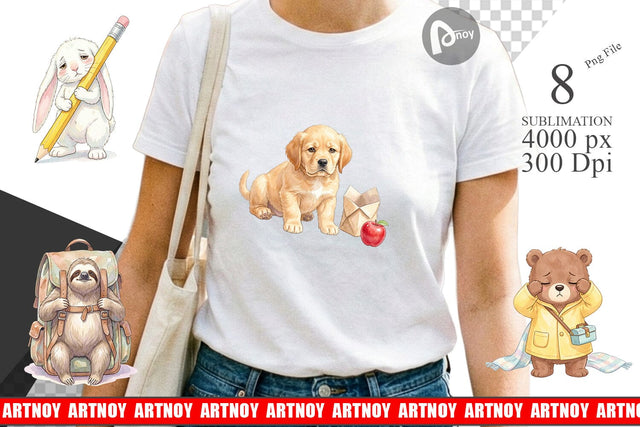 Sublimation Tired School Animal Morning Burnout Sublimation artnoy 