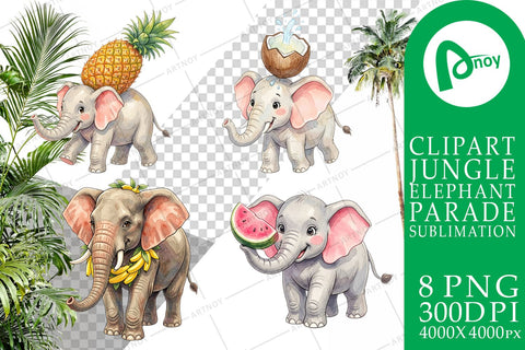 Sublimation Tropical Fruit Elephant Watercolor Sublimation artnoy 