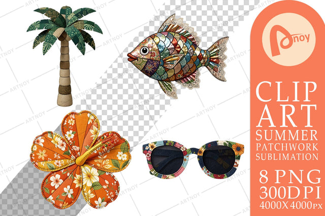 Sublimation Tropical Summer Patchwork Watercolor Sublimation artnoy 