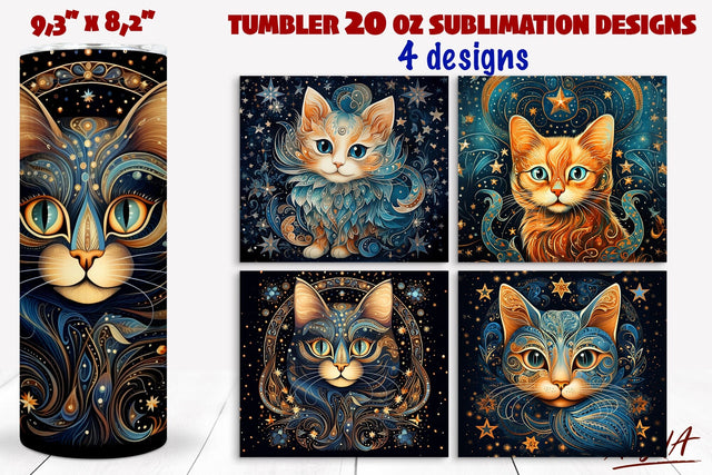 Sublimation tumbler cat design, cat face, swirl texture Sublimation Angelina Semenova 