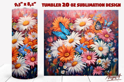 Sublimation tumbler flowers wrap / daisy tumbler, bouquet Sublimation Angelina Semenova 