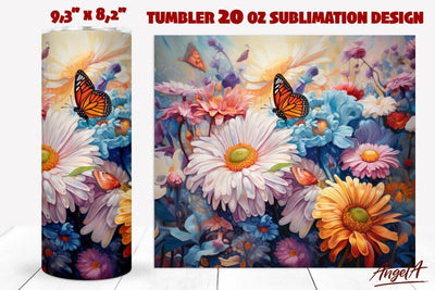 Sublimation tumbler flowers wrap / daisy tumbler, butterfly Sublimation Angelina Semenova 