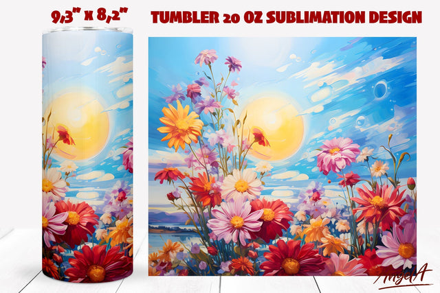 Sublimation tumbler summer flowers / blue sky, sunshine Sublimation Angelina Semenova 