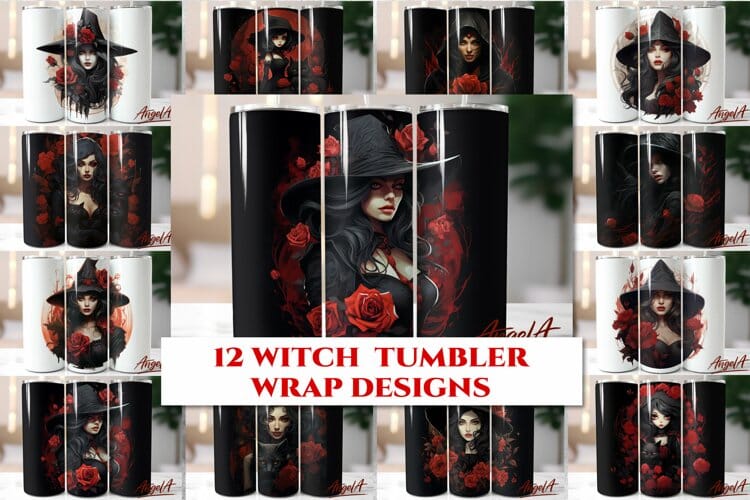 Sublimation tumbler witch / Halloween tumbler wrap design Sublimation Angelina Semenova 