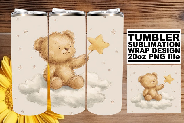 Sublimation Tumbler with Nursery Watercolor Bears - Artful Joy Sublimation afrosvg 