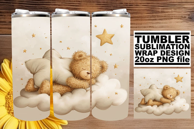 Sublimation Tumbler with Nursery Watercolor Bears - Artistic Harmony Sublimation afrosvg 