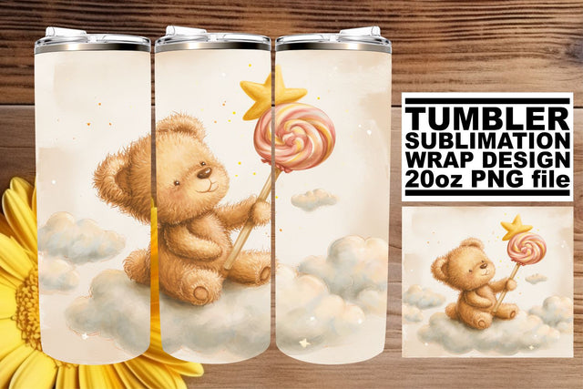 Sublimation Tumbler with Nursery Watercolor Bears Sublimation afrosvg 