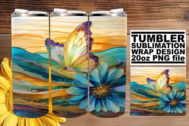 Sublimation Tumbler Wrap 3D Butterfly Sublimation afrosvg 