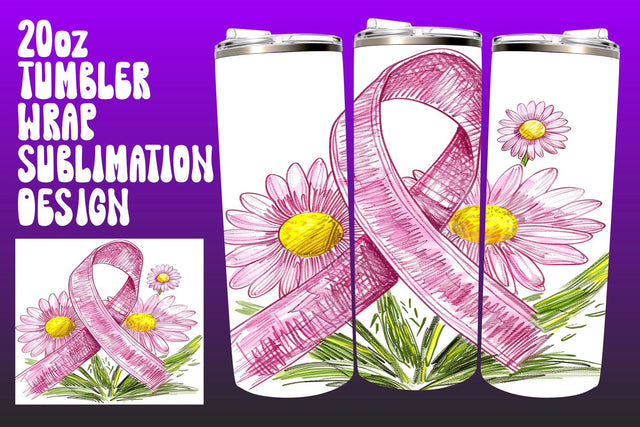Sublimation Tumbler Wrap Pink Ribbon Sublimation afrosvg 
