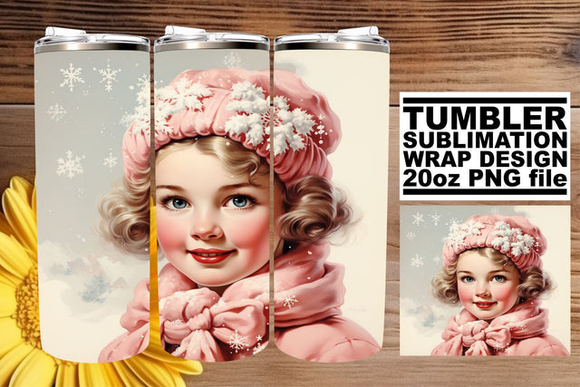 Sublimation Tumbler Wrap - Retro Christmas Watercolor Design Sublimation afrosvg 