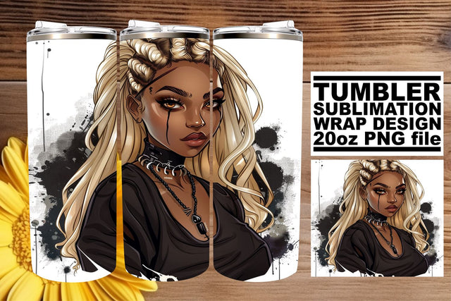 Sublimation Tumbler Wrap Watercolor Halloween Afro Woman Sublimation afrosvg 