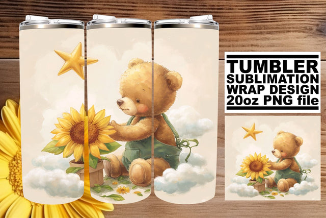 Sublimation Tumbler Wrap with Nursery Bears - Colorful Sublimation afrosvg 